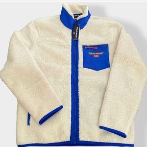 Polo Sport Cream and Blue Fleece/Sherpa Jacket